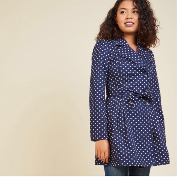 Modcloth Jackets & Blazers - Modcloth Spring Trench Polka Dot Raincoat